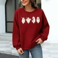 thumbnail image 3 of Christmas Womens Waffle Sweatshirts Loose Crewneck Long Sleeve Shirts Cute Christmas Printed Sweaters Casual Fashion Xmas Holiday Party Pullover Tops, 3 of 6