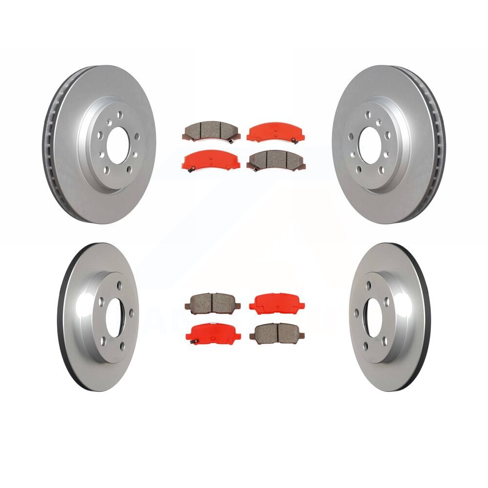Front Rear Coated Disc Brake Rotors And SemiMetallic Pads Kit For Chevrolet Impala Limited