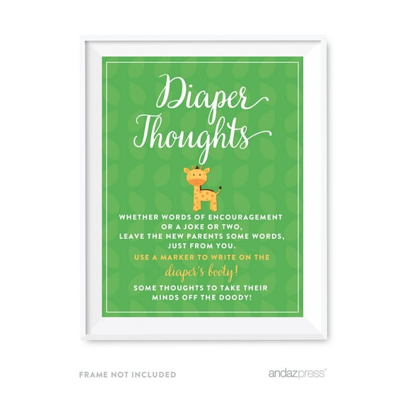 Diaper Thoughts Jungle Safari Baby Shower Games Diaper Thoughts Party Sign