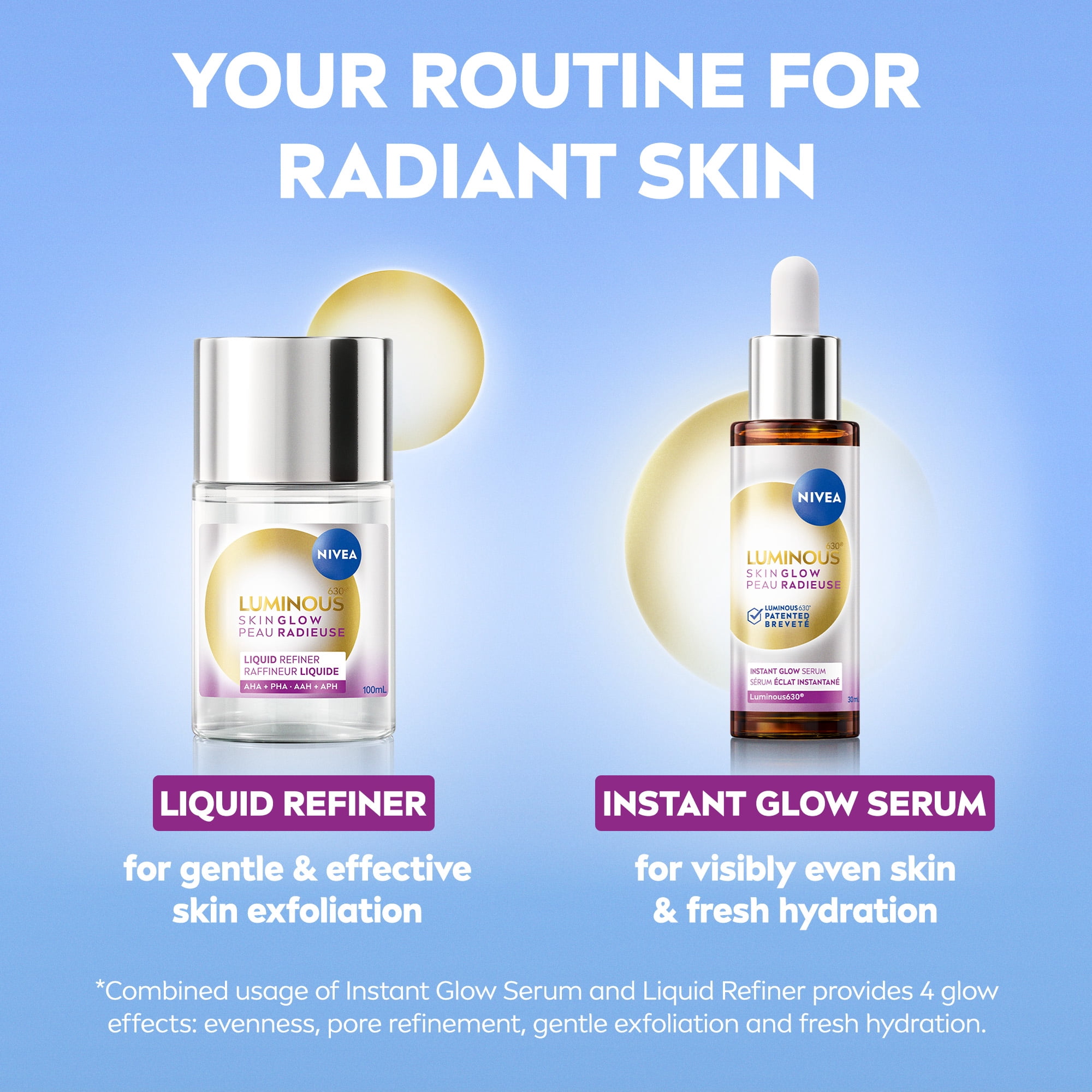 NIVEA LUMINOUS630 Raffineur Liquide Peau Radieuse, Exfoliant Liquide Quotidien, 100 mL