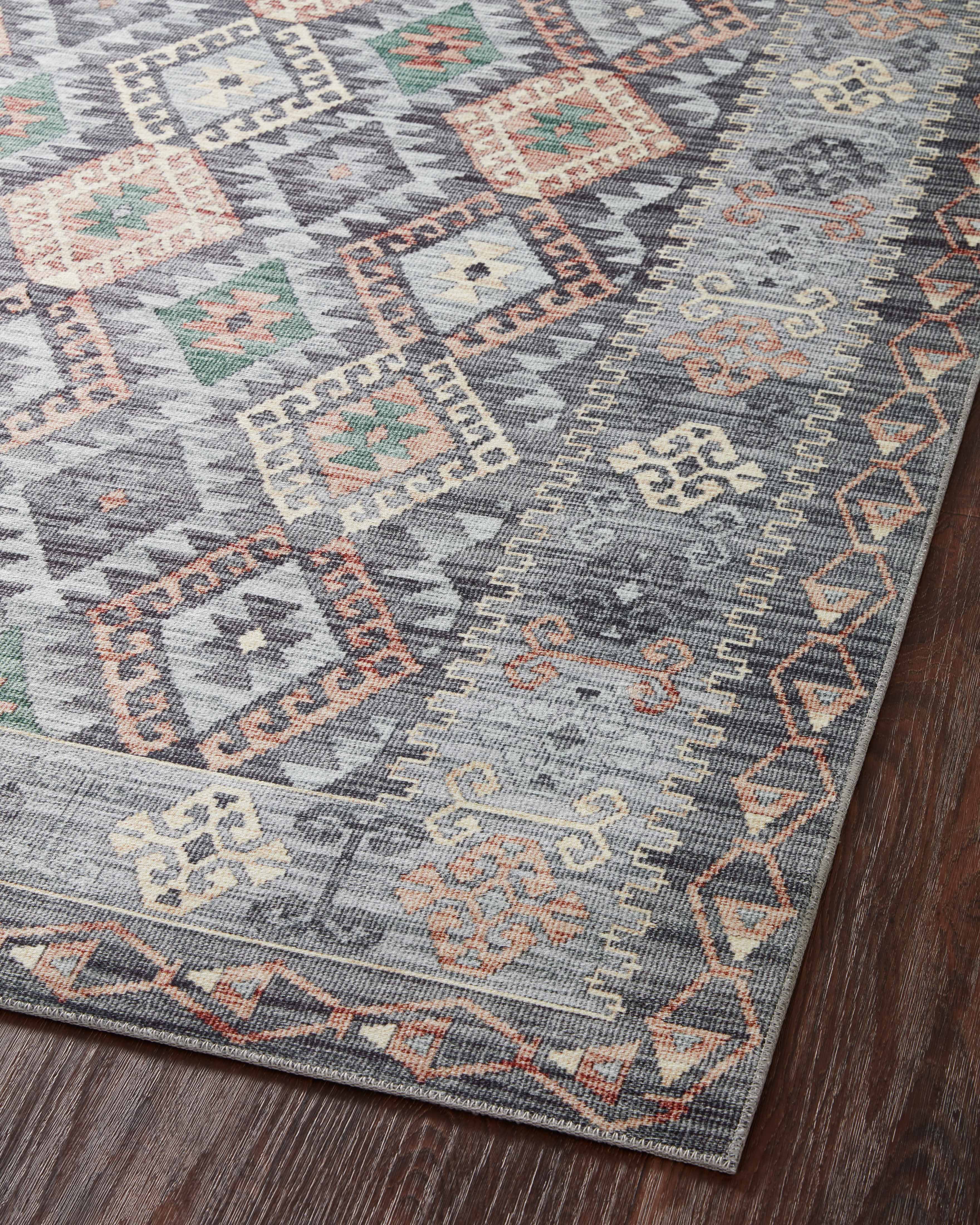 Turkish & Persian Kilim-Style Zion Grey, Multi 2-6" x 7-6" Area Rug