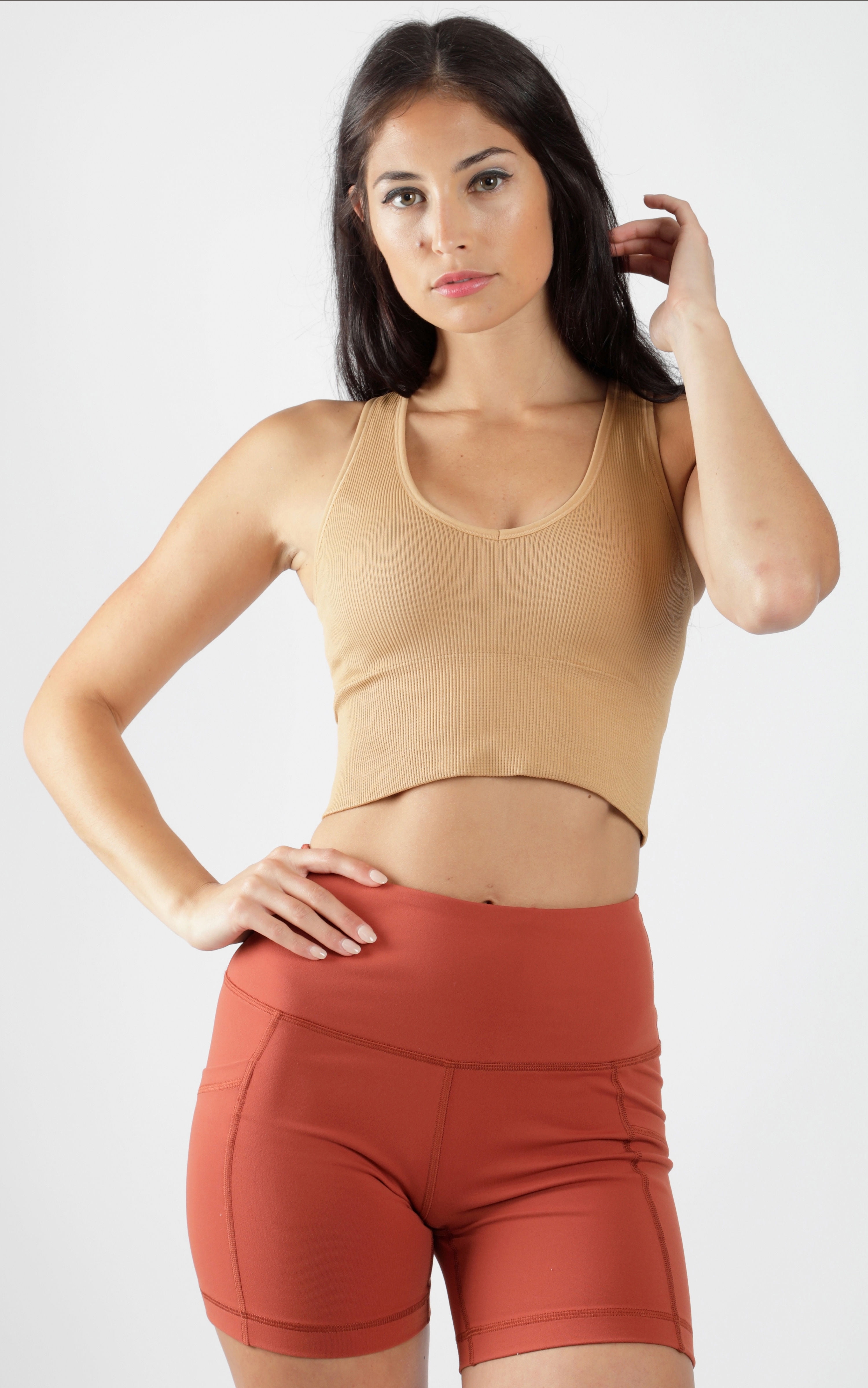 90 Degree By Reflex Womens Seamless V-Neck Cropped Ribbed Tank Top -  Walmart.com
