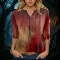 thumbnail image 2 of CAUYDY Womens Fall Shirts Halloween V Neck 3/4 Length Sleeve Pumpkin T-Shirts Thanksgiving Graphic Tee Tops(Black,M), 2 of 5