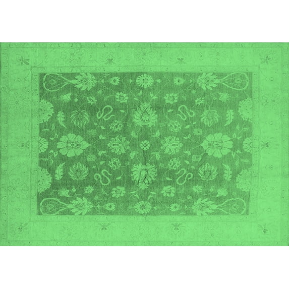 Ahgly Company Indoor Rectangle Oriental Emerald Green Traditional Area Rugs, 5' x 8'