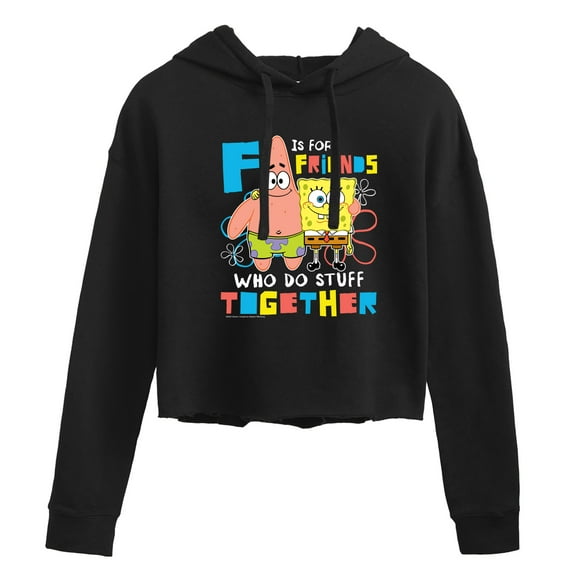 SpongeBob SquarePants - F Is For Friends Who Do Stuff Together - Juniors Cropped Pullover Hoodie