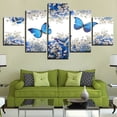 thumbnail image 2 of Lierteer 5Pcs Wall Art Canvas Painting Picture Home Decor Modern Abstract Blue Butterfly, 2 of 4