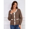 thumbnail image 6 of Usaibhir Womens Knit Button Up Cardigan Sweaters with Pockets Long Sleeve Crew Neck Open Front Sweater Jackets Outerwear, 6 of 8