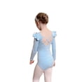 thumbnail image 2 of LYMAYTER Girls Ballet Leotard Long Sleeve Cross Back Leotard kids Ruffle Winter Practice Costume 3-11Y, 2 of 8