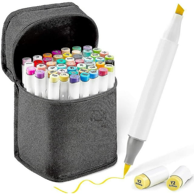 Marcadores de pincel con alcohol de 48 colores, Ohuhu de doble punta (hy)