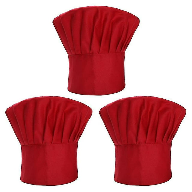 Paquete de 3 piezas Gorro de chef LANNMXG Gorro de cocina elástico ajustable copa de hongo