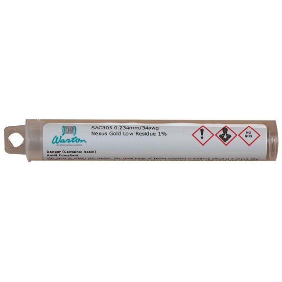 WARTON - Nexus Gold No Clean Solder Wire, 0.234mm, 2m