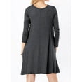 thumbnail image 4 of Women Pure Color Round Neck Long Sleeve A-line Mini Dress, 4 of 5