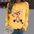 thumbnail image 2 of Women T-Shirt For Christmas Cute Cartoon Elk Graphic Long Sleeve Crewneck Pullover Shirts Holiday T Shirts, 2 of 4