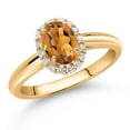 thumbnail image 2 of Gem Stone King 10K Yellow Gold Orange Red Madeira Citrine and White Lab Grown Diamond Halo Engagement Ring for Women (0.83 Cttw, Gemstone, Oval 7X5MM, Size 6), 2 of 4