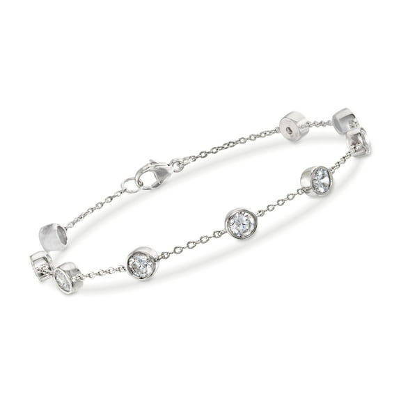 Ross-Simons 2.20 ct. t.w. Bezel-Set CZ Station Bracelet in Sterling Silver, Women's, Adult