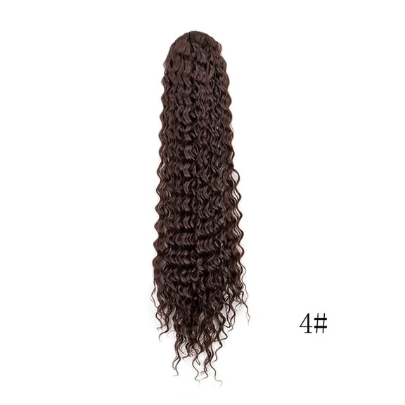 ERDOUY 23.62 Inch Curly Synthetic Ponytail Extension, Drawstring & Clip-in Fake Hair, Natural-Looking Voluminous Hair Extensions for Women’s Styling, Easy to Apply, Brown