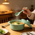thumbnail image 4 of AUNVITO Microwave Safe Small Cooking Pot Set, Ribbed Handled Bowl With Lid & Spoon, Multi-color Heat Resistant Cookware For Home Dining Prep, 4 of 6