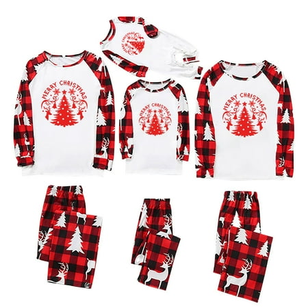 

Christmas Family Pajamas Matching Sets Long Sleeve 4 Piece Fall Pajama Bottom and Sleep Shirt Sleepwear Sets for Kids