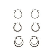 Time And Tru Trio Silver Tone Hoop Earring Set