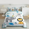 thumbnail image 2 of Homewish Elephant Lion Monkey Boy 3 Pieces Queen Comforter Set,Cartoon Jungle Animal Ultra Soft Bedding Sets,Kawaii Woodland Wildlife Bedding Comforter Set,Lightweight Room Decor,Reversible, 2 of 8