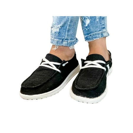 

Shakub Women s Canvas Loafers Slip On Flat Shoes Fitness Lace Up Comfy Trainers Sneakers