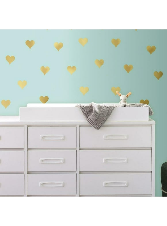 Gold Foil Hearts Peel and Stick Wall Decals