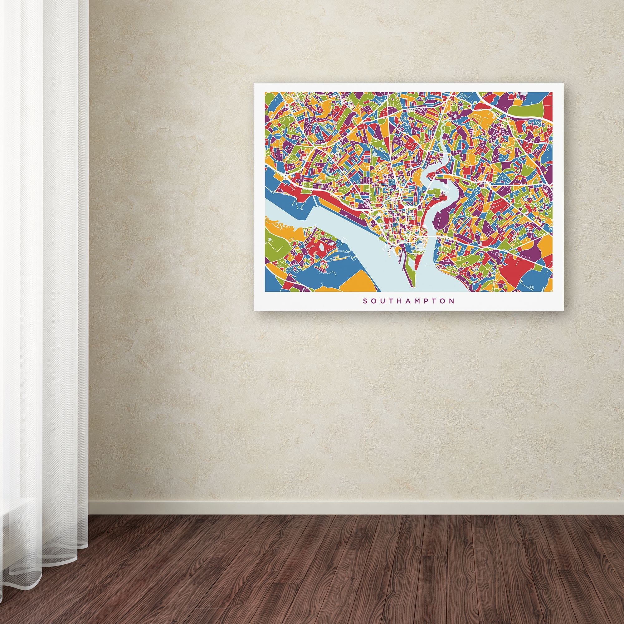 Trademark Fine Art 'Southampton England City Map' Canvas Art by Michael Tompsett