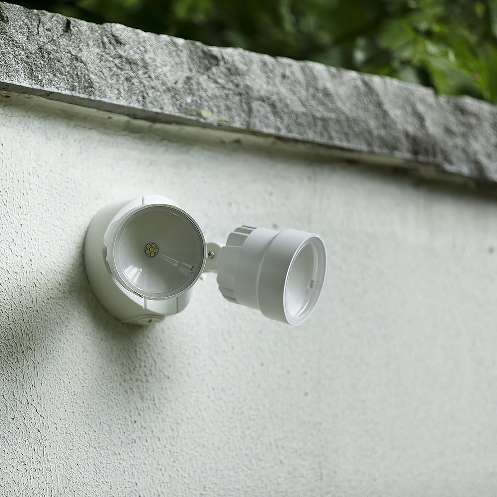 2-Light White OD Integrated LED Wall or Eave Mount Flood Light with 110 Degree Light Bean Angle