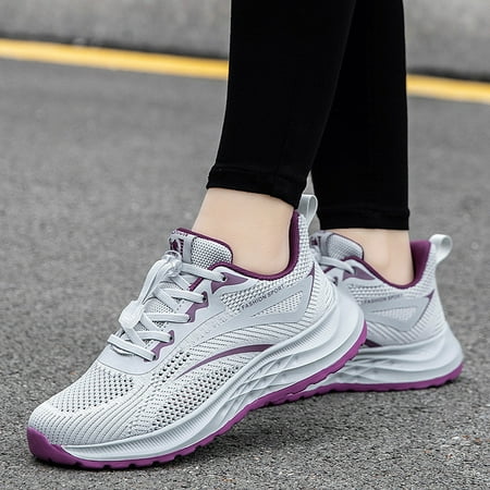 

PEASKJP Women s Workout Sneakers Non Slip Shoes Comfort Walking Shoes Jogger Sneakers Grey 8