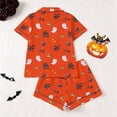 thumbnail image 4 of RMGVDSD Womens Pajama Sets Halloween Pajamas Lapel Short Sleeve Top and Shorts Sleepwear Button Down Loungewear Nightwear, 4 of 9
