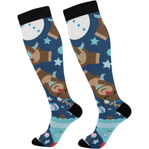 GZHJMY Christmas Compression Socks, Women Men Long Stocking (20-30mmHg), Travel Knee High Stockings for Athletic Sports,Running,Cycling,Nursing