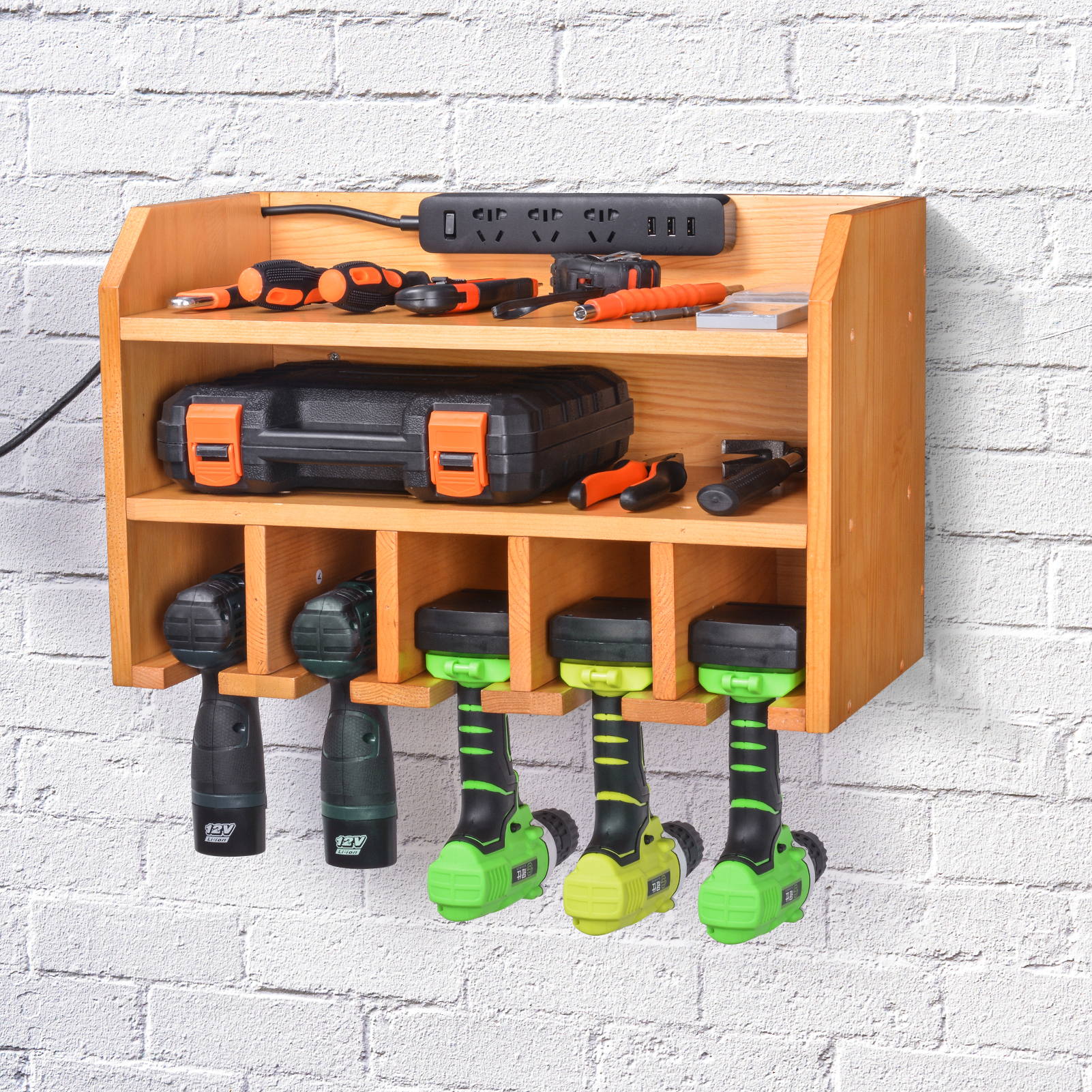 Batteries and Accessories Garage Toolbox Shelf Power Tool Organizer