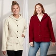 thumbnail image 3 of Women's Button-Up Fleece Jacket with Hood, 3 of 10