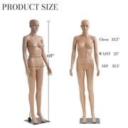 Mannequin Body Female, 69 Full Body Adjustable Mannequin Torso with Rotating Head and Arms, Sturdy Dress Form Stand and Metal Base - Realistic Dress Model for Sewing, Fashion Display