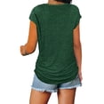 thumbnail image 2 of Gustave Womens Sexy Deep V Neck Tops Summer Short Sleeve Zipper Blouse Loose Casual Solid T Shirts Tunic "Green, XL", 2 of 8