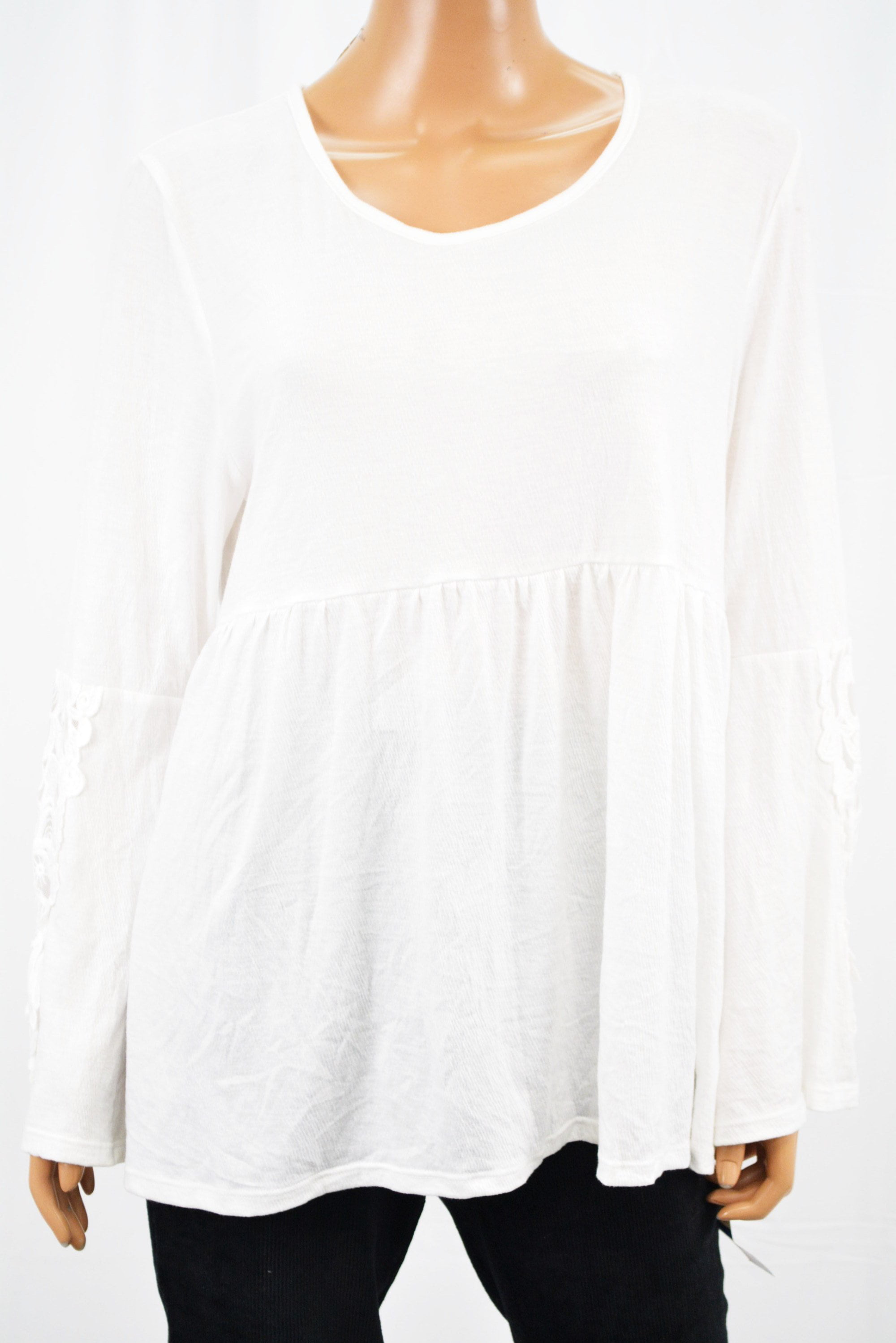 Style & Co. - Style&Co Women's White Lace-Trim Babydoll Blouse Top X ...