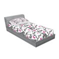 thumbnail image 2 of Paris Fitted Sheet & Pillow Sham Set, Eiffel Tower Lipstick Kiss Heart Shape Words Love Touristic Architecture, Decorative Printed 4 Piece Bedding Decor Set, Twinxl, White Black Pink, by Ambesonne, 2 of 3