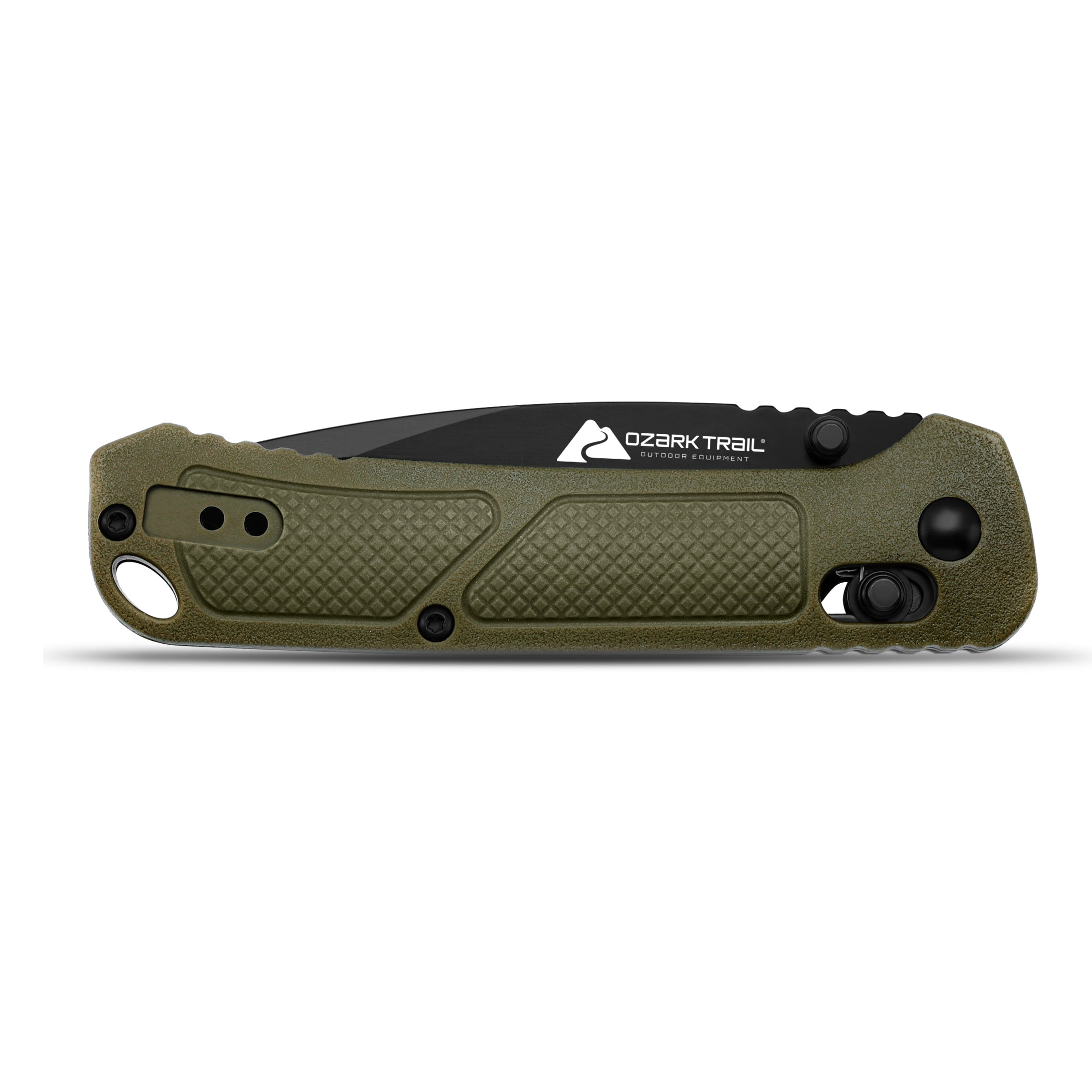 Ozark Trail 7.5 inch Folding Knife,D2 Blade,Ball Bearing,OD Green Handle, Slide Lock Pocket Knives