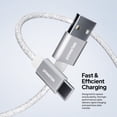 thumbnail image 4 of Powertek USB-A to USB-C Cable, Fast Charging Type-C Charger Cord, Durable Tangle-Resistant Sync Cable, White Glitter, 6FT, 4 of 7