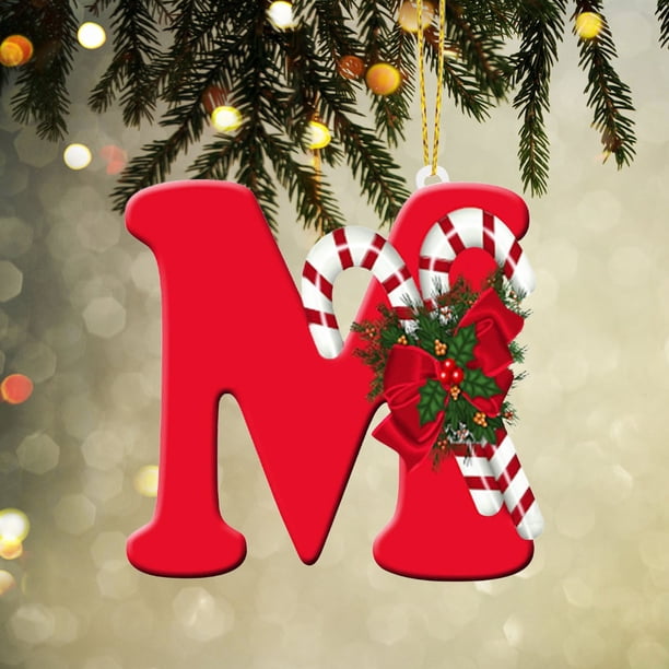 Decoraciones Del Árbol de Navidad 26 Alfabeto Decoraciones Del Árbol de Navidad Colgantes Ornamentos Del Árbol de Navidad Ornamentos de Navidad Personalizados Decoraciones Colgantes Del Árbol de Navid