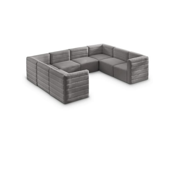 Meridian Furniture Quincy Grey Velvet Modular Sectional