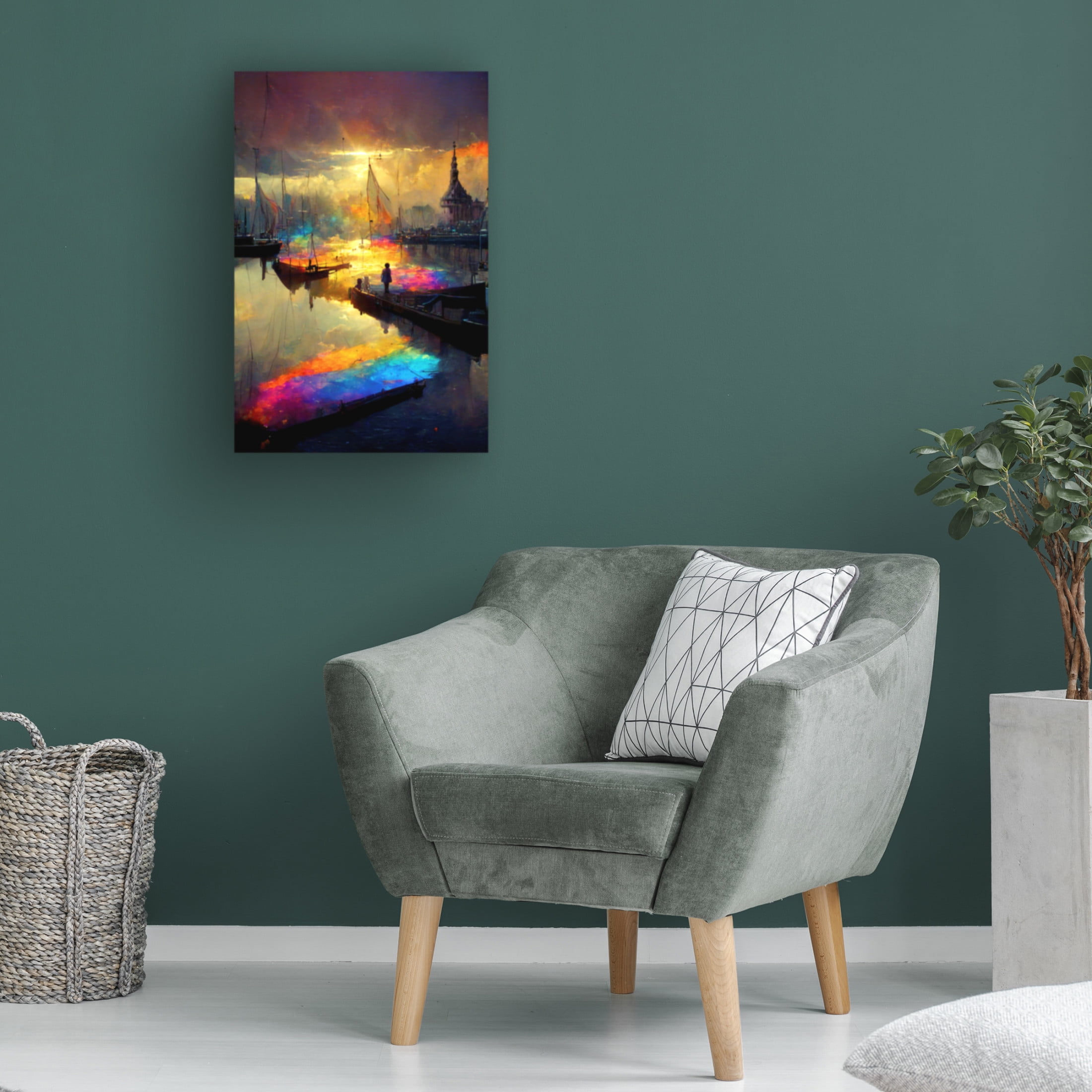 Canvas Wall Art - Ray Heere 'Dutch Cityview Harbour Of Hoorn 1' Wall Art for Living Room, Bedroom, or Office Décor by Trademark Fine Art - 30 x 47 Inches