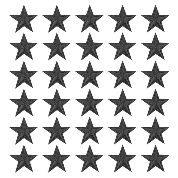 Uxcell Star Iron-on Patches, 30 Pcs Sew on Star Embroidered Patches Appliques Embellishments for Clothing Jackets Hat Backpack Repairing Decorations, Black, 1" x 1"