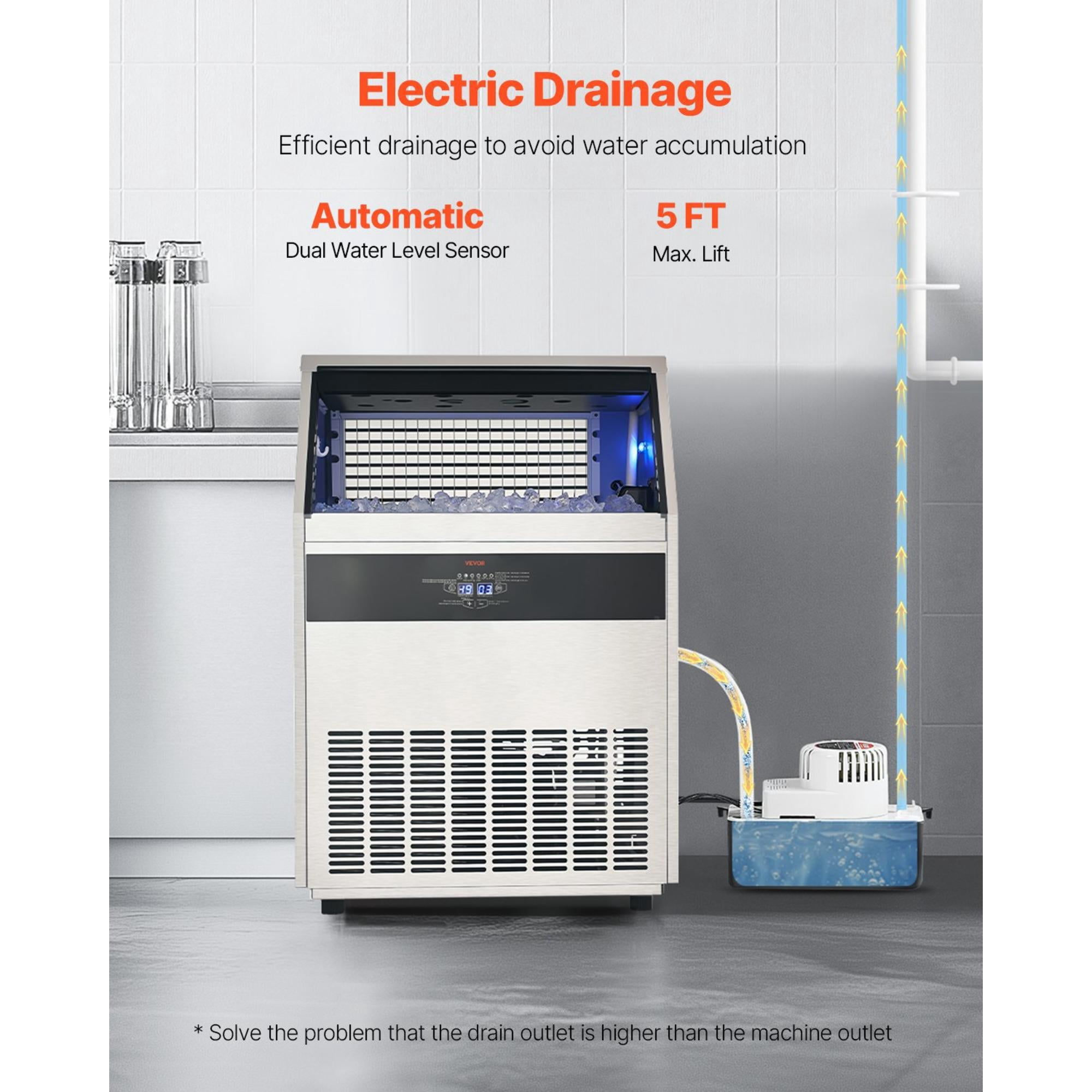 Commercial Ice Maker, 440 lbs/24H, 130 lbs Storage, Freestanding Self-Cleaning Ice Machine with Drain Pump, LED Display for Restaurant Bar Office
