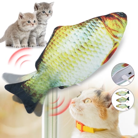 Cute Cat Toys Wagging Fish Kitten Toys Electric USB Realistic Plush Simulation Interactive Fish