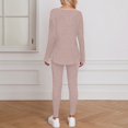thumbnail image 4 of sususu Matching Lounge Sets for Women,Sweat Set Women's Knit Trousers Suit V Neck Long Sleeve Loose Fit Comfortable Daily Wear Outfit For Autumn Winter Season - Pink, 4 of 6