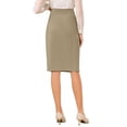 thumbnail image 3 of INSPIRE CHIC Women's Wear to Work Pencil Skirt Elastic High Waist Ruched Bodycon Midi Skirts L Khaki, 3 of 5