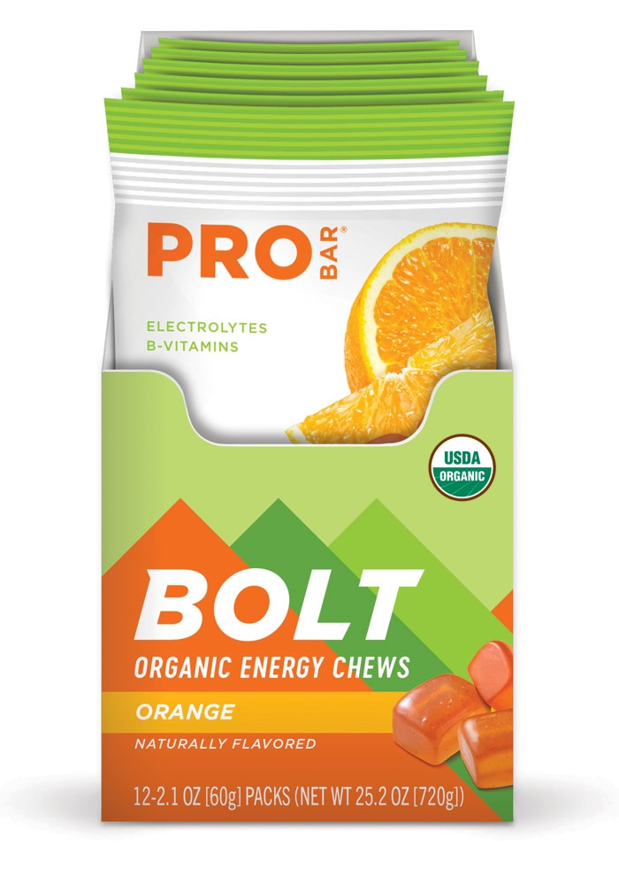PROBAR Bolt Organic Energy Chews Gluten Free Orange 12 Pouches