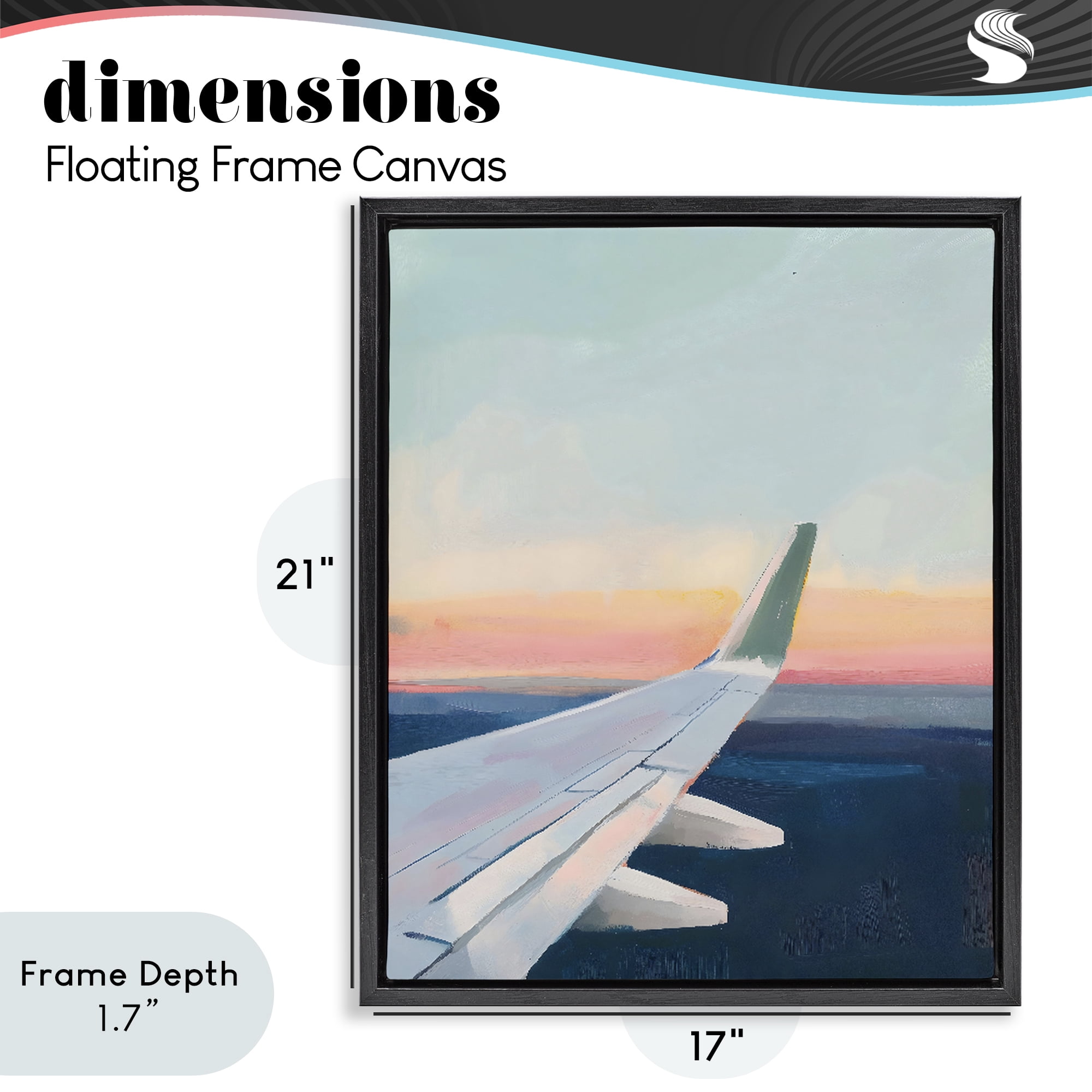 Stupell Industries Airplane Wing Sunset Black Framed Floater Canvas Wall Art, design by The Prints Vibe