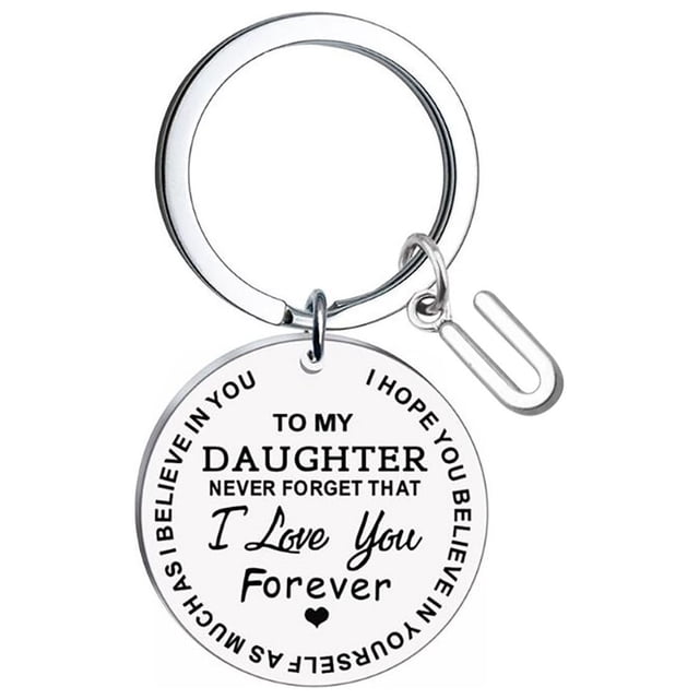 Creative DIY To My Daughter Stainless Steel Last Name 26 Letter Keychain 2.5cm